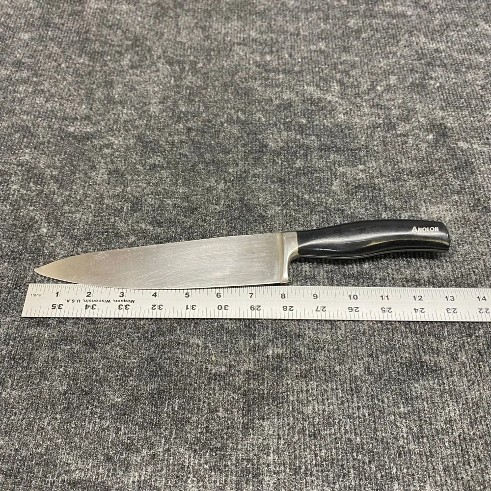 Anolon Classic 8 Inch Chef Knife Fully Forged High Carbon Steel Black Handle